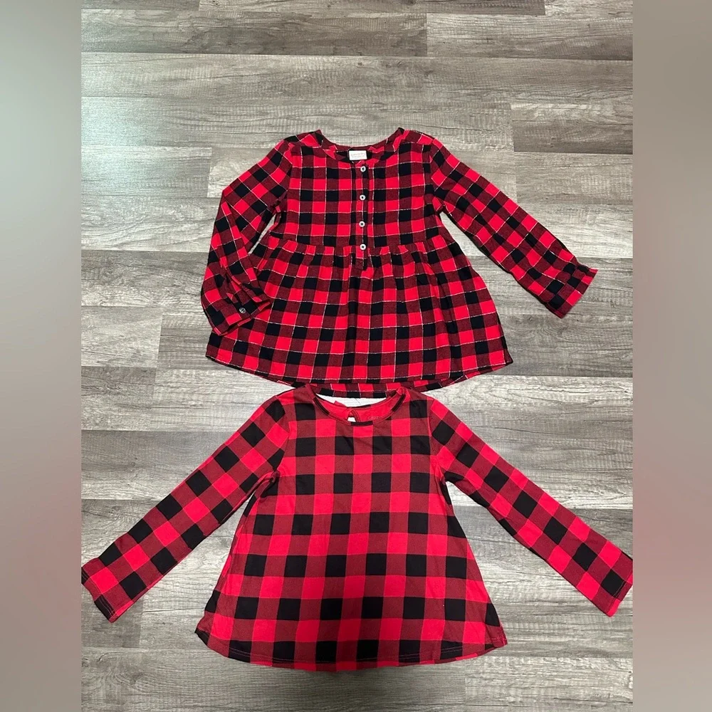 Red and Black Plaid‎ Long Sleeve Tops
